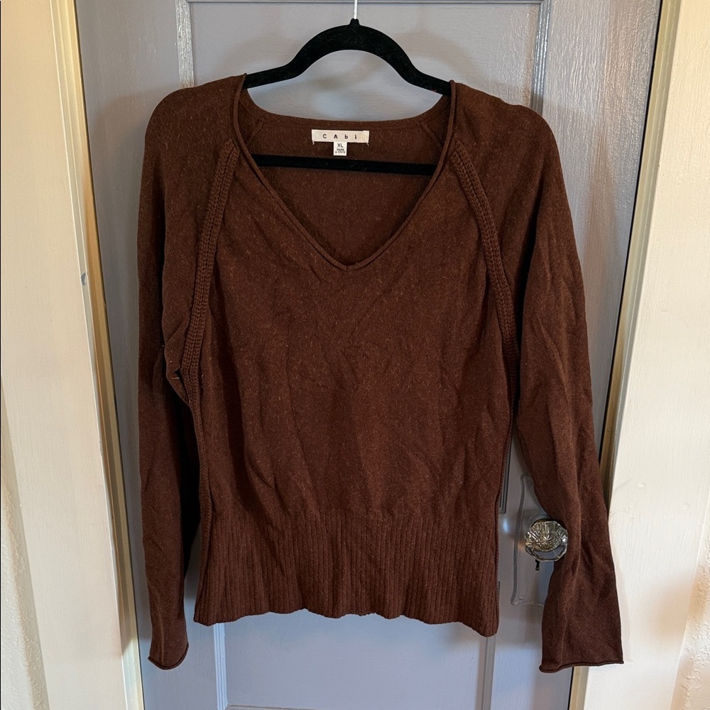 CAbi Rich Brown Knit Top